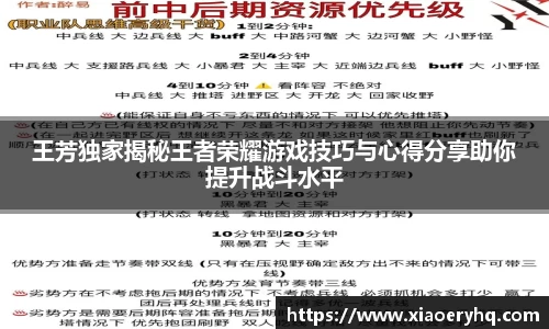 王芳独家揭秘王者荣耀游戏技巧与心得分享助你提升战斗水平
